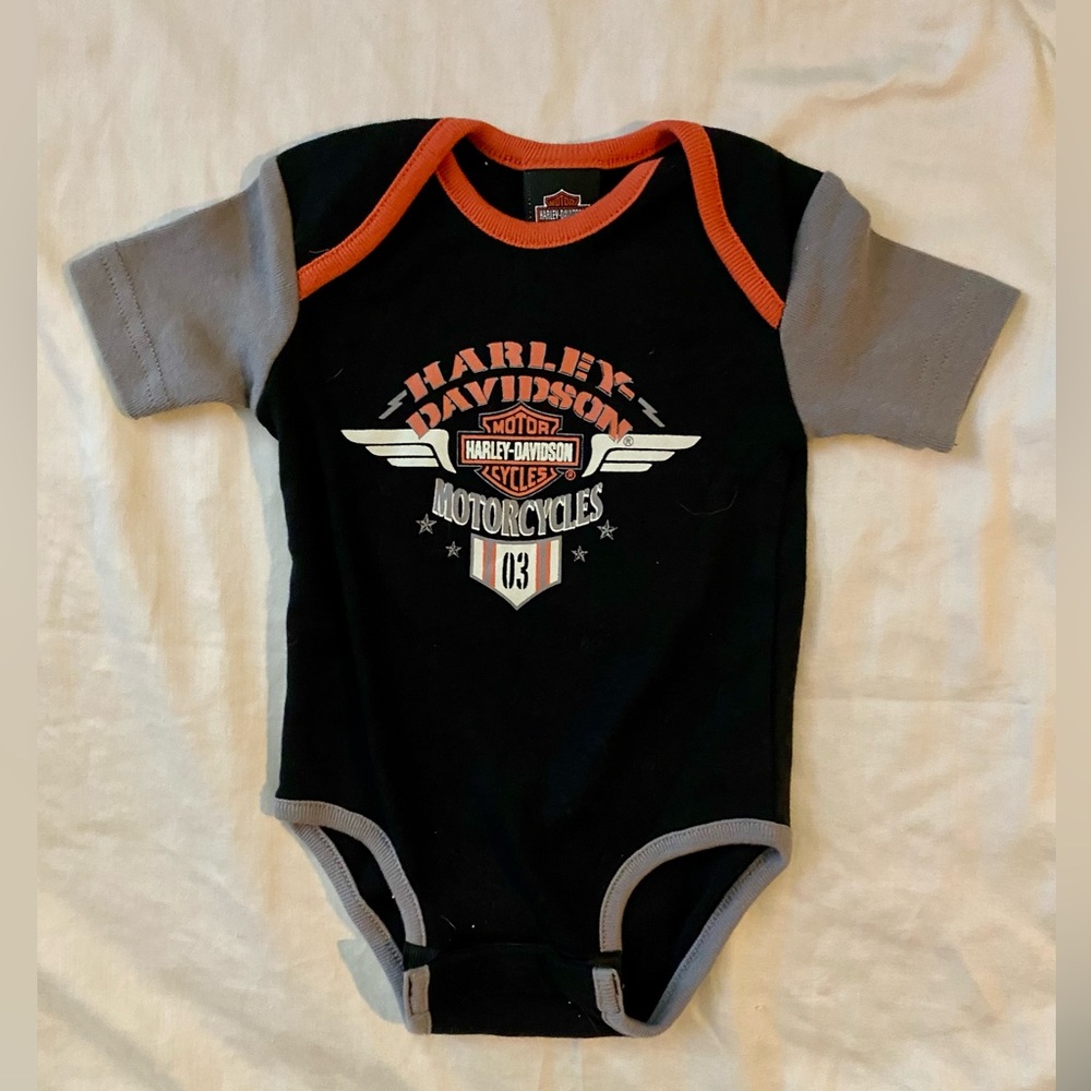 Harley Davidson 3-6 months Baby Onesie Black